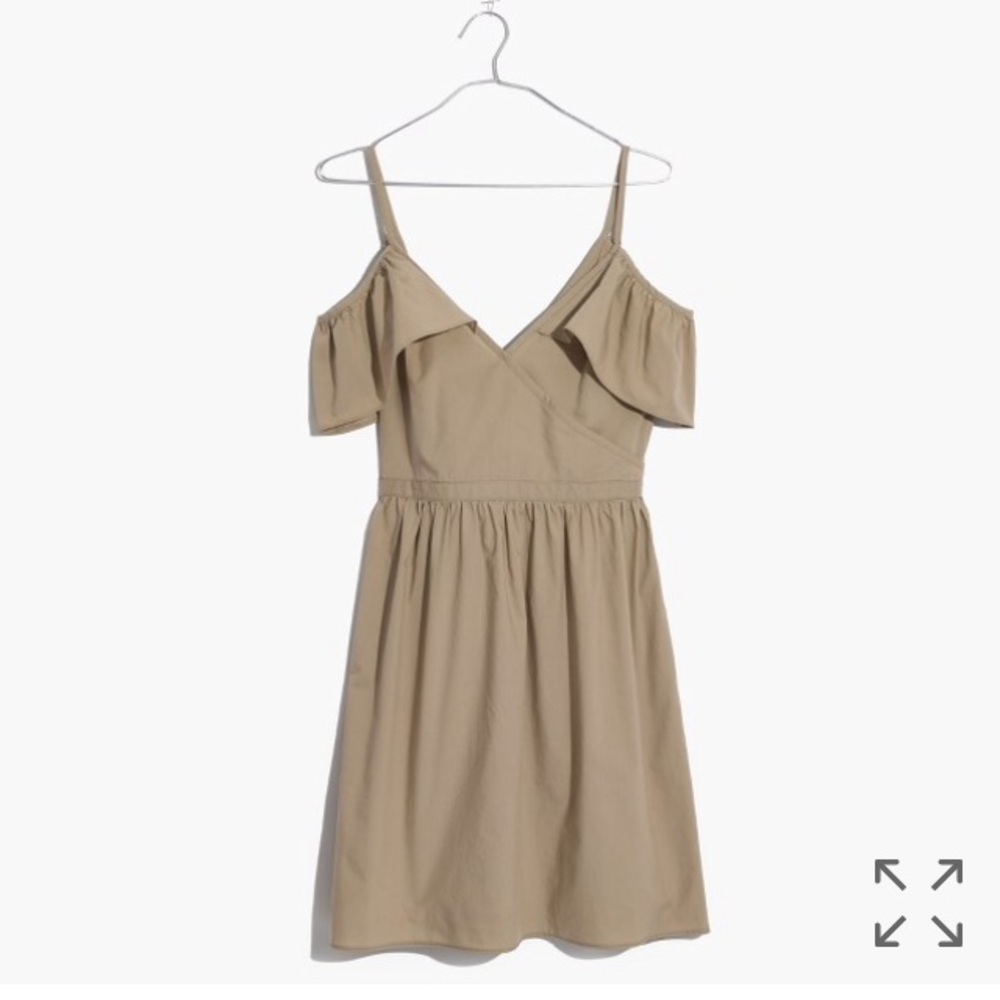 Madewell khaki cold shoulder dress